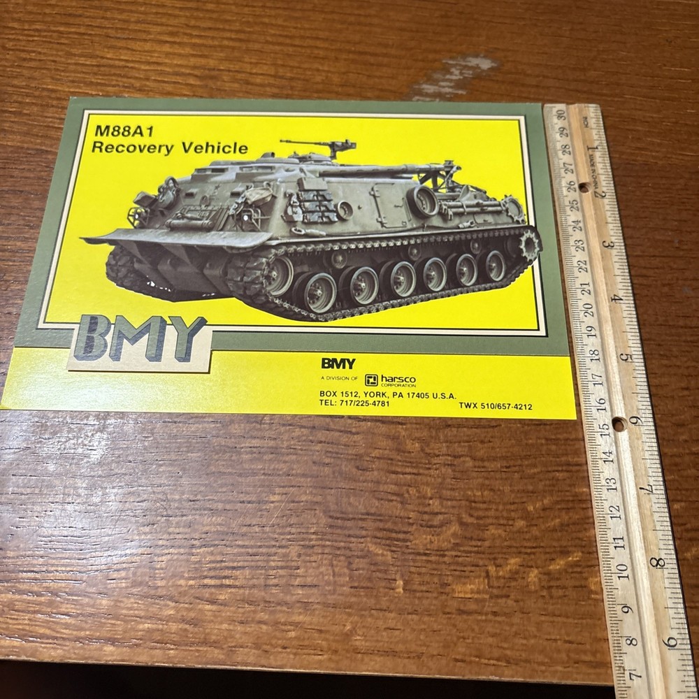 Vintage BMY Harsco M88A1 Recovery Vehicle Military Tank Brochure