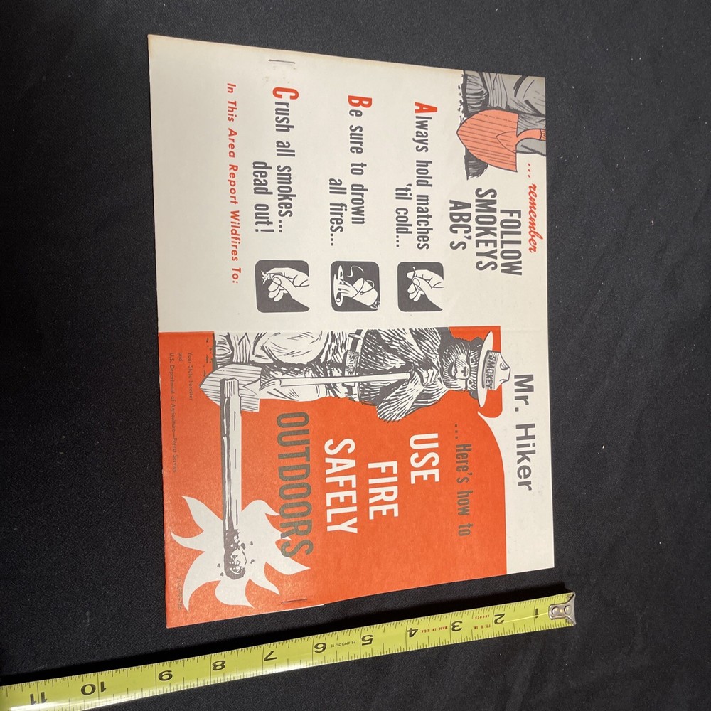 1950s-60s Smokey the Bear Use Fire Safety Outdoors Mr Camper