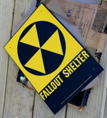 MINT FROM ORIG. BOX~50’s FALLOUT BOMB SHELTER Old Cold War Government Metal Sign