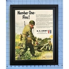 Framed Magazine Ad 1951 U.S. Army Recruiting Number One – Fire!