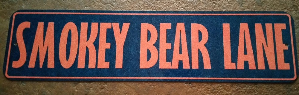 U.S. FOREST SERVICE SMOKEY BEAR LANE MINI STREET SIGN 3″X12″ ALL WEATHER METAL