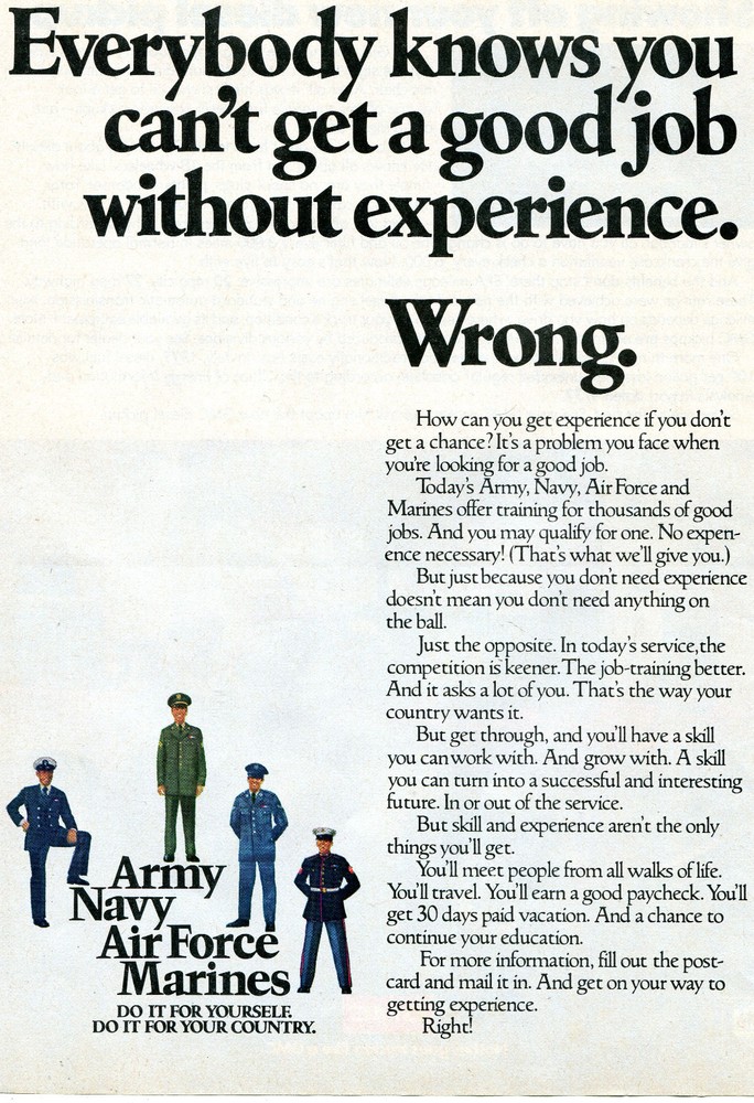 1978 Print Ad of Army Navy Air Force Marines Recruiting