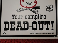 WANTED Your Campfire Dead-Out, 70’s Era Forest Service Sign 12″x10″ Vinyl