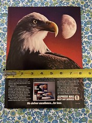 Vintage 1985 USPS United States Postal Service Express Mail Print Ad Eagle