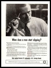 1948 U. S. Savings Bonds «When Does A Man Start Slipping? Vintage Print Ad