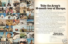 1971 LARGE 2 Page Print Ad of Take the Army’s 16 month tour of Europe Recruiting