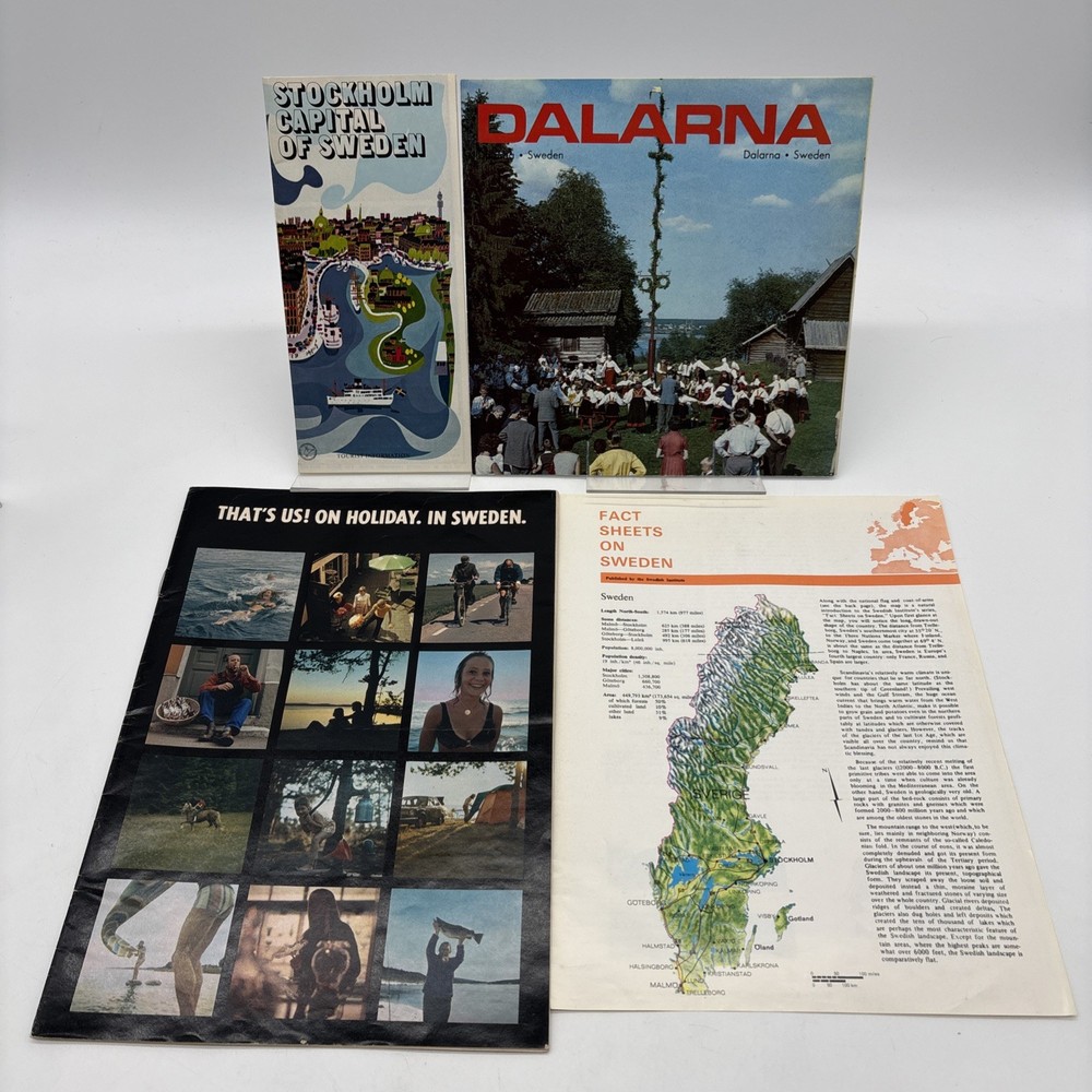 Vintage Sweden Travel Brochure Marketing Book Lot Bundle 1972 Stockholm Dalarna