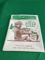 Original Plastic SMOKEY THE BEAR LITTER Bag 1960s GREEN CLEAN SCENE Trash Sack