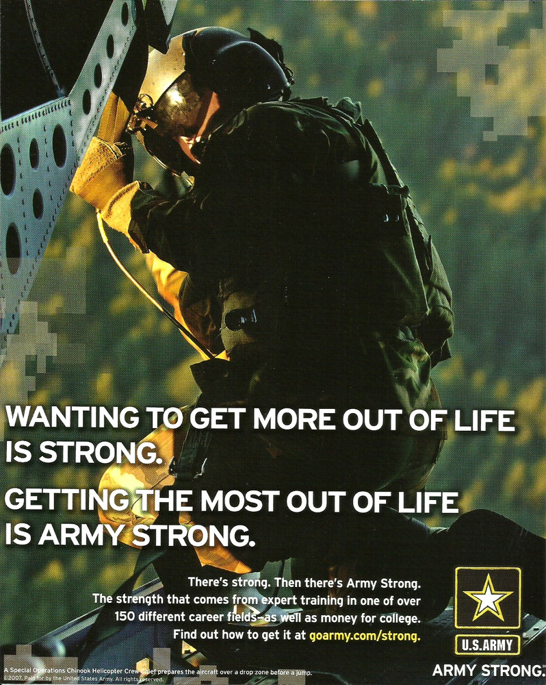 2007 US Army Strong Special Operations Chinook Helicopter Print AD Advertisement