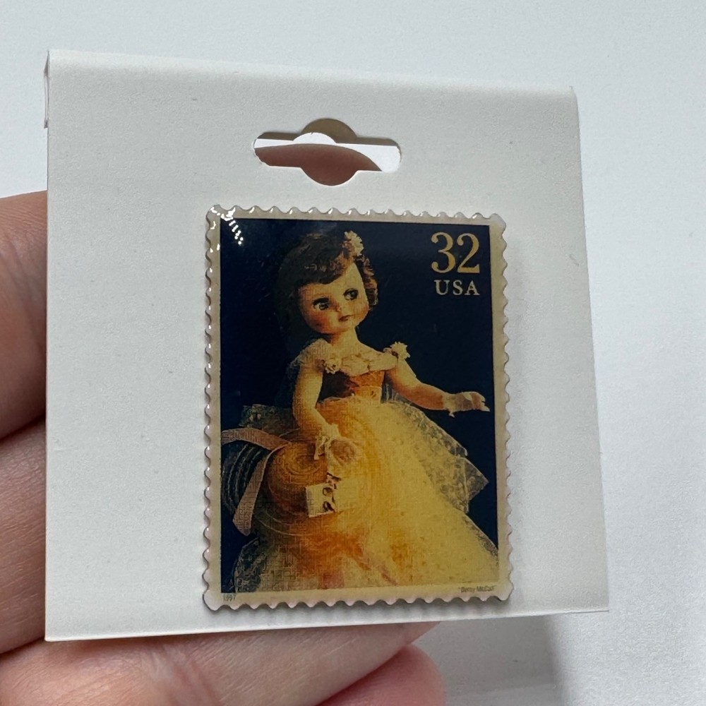 Vintage Betsy McCall 32 Cent USA Doll Postage Stamp Enamel Lapel Pin Toy