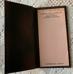 Vtg CAPITAL CITY TITLE CO SACRAMENTO Advertising Notepad/Leather Folder/Embossed