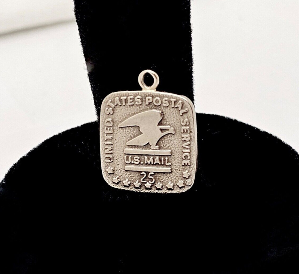 VINTAGE 14K WHITE GOLD U.S.POSTAL SERVICE CHARM PENDANT