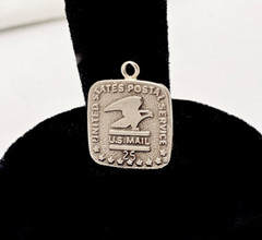 VINTAGE 14K WHITE GOLD U.S.POSTAL SERVICE CHARM PENDANT