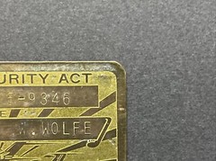 1930s Brass / Metal SOCIAL SECURITY ACT Card ~ Vintage Airplane
