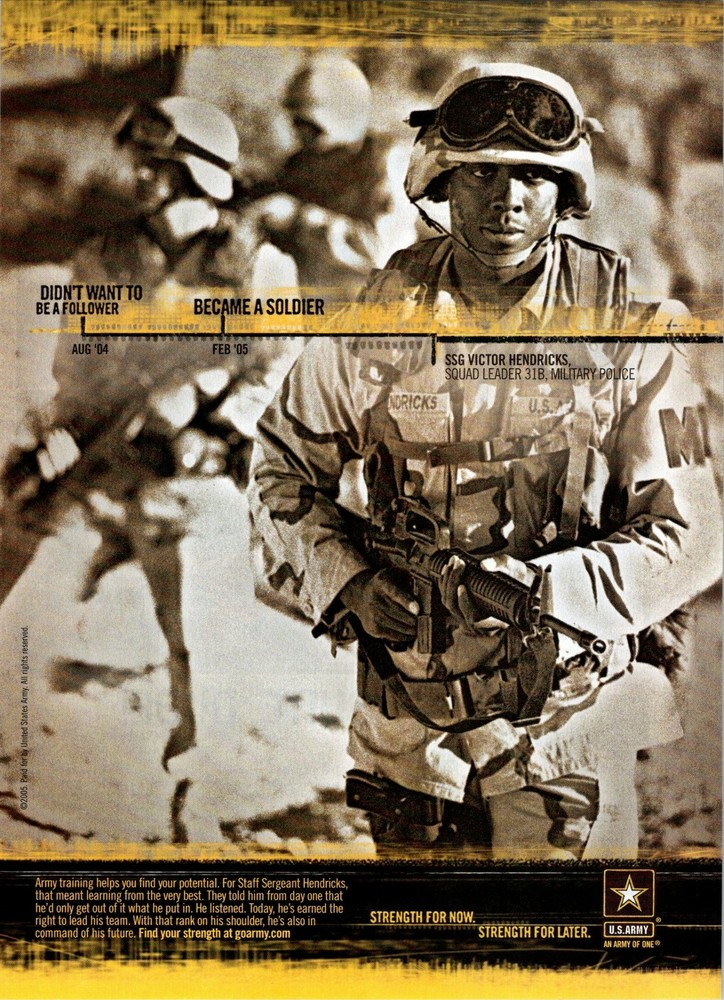 8X11 PRINT Ad 2006 RECRUITMENT BECOME A US ARMY SOLDIER SSG Victor Hendricks