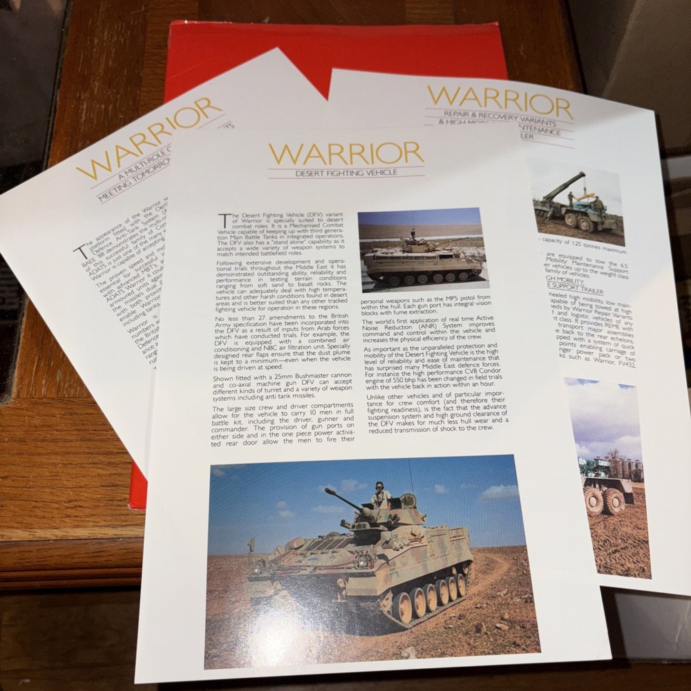 VTG 1988 GKN Sankey Brochures & Folder Warrior Desert Fighting Military Vehicle