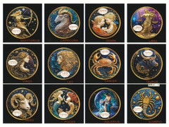 Zodiac Sign Coins Celestial Astrology Collectable Coin Hand-painted