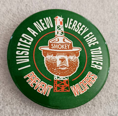 Smokey The Bear Prevent Wild Fires! Visited New Jersey Tower Pin Button NOS New