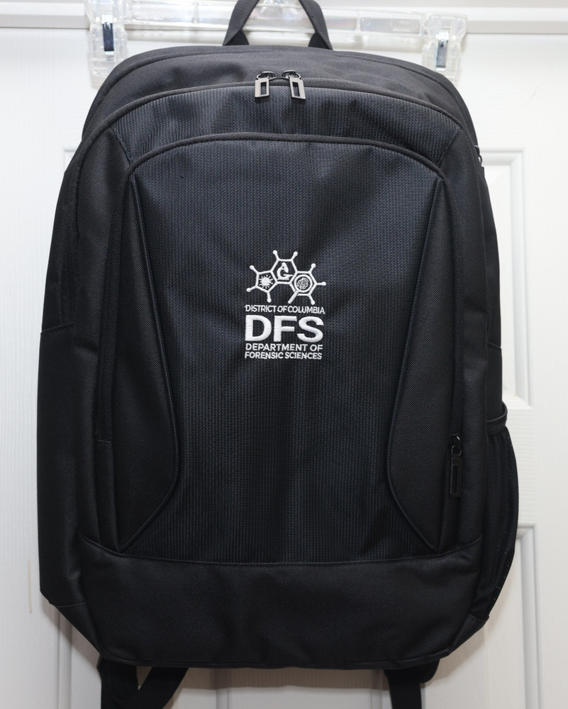 DC Dept Forensic Sciences DFS Backpack Black Employee Swag Washington CSI Swag