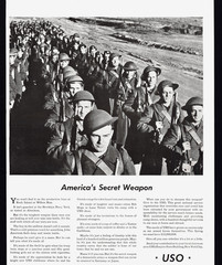 1942 USO UNITED STATES ARMY MARCHING VINTAG MAGAZINE PRINT AD