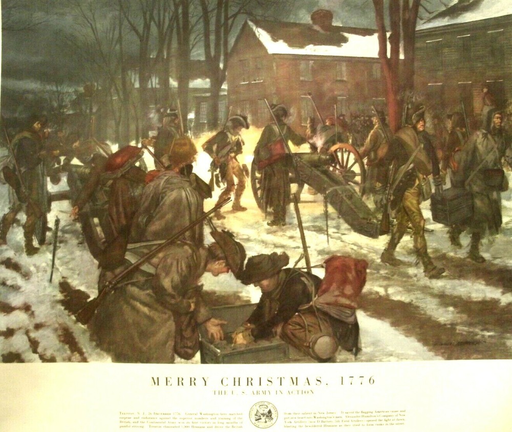 VINTAGE 1953 DEPT OF U.S. ARMY POSTER 24″ X 21″ MERRY CHRISTMAS 1776 #21-37