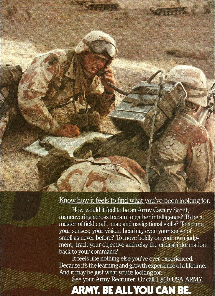 1992 US Army Cavalry Scout Be All You Can Be vintage Print AD Advertisement