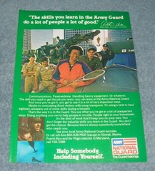 1979 Army National Guard Vintage Recruitment Ad with Tennis Star Arthur Ashe