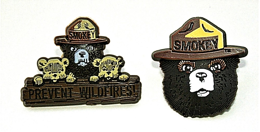 2 Smokey The Bear & Friends Prevent Forest & Wildfires Pin Button NOS New 2000’s