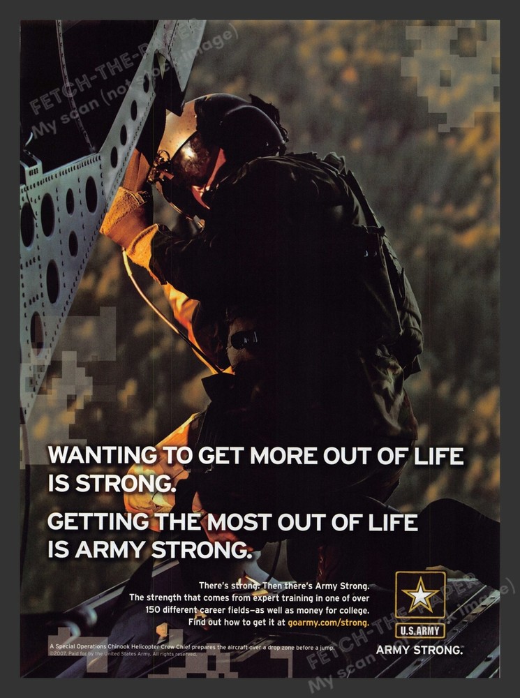 U.S. Army Crew Chief Chinook Helicopter Military 2000s Print Advertisement 2007