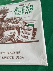 Original Plastic SMOKEY THE BEAR LITTER Bag 1960s GREEN CLEAN SCENE Trash Sack