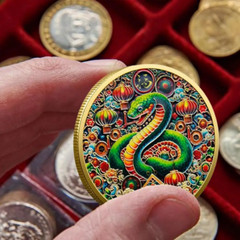 Lucky Japanese Chinese Coins Collectable Coin Cat Koi Snake Maneki-Neko 招き猫