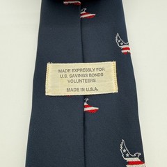 Vintage US Savings Bonds Volunteers Necktie Tie Navy Blue Eagle Americana