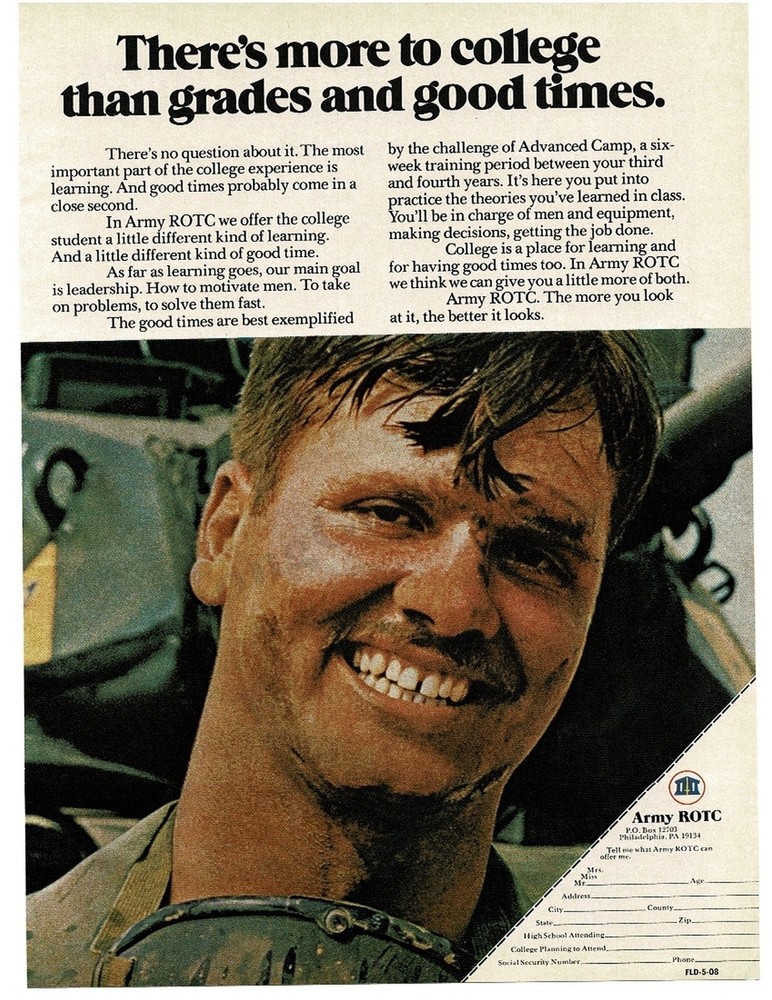 1975 US ARMY ROTC Recruiting Enlistment There’s More To College Print Ad