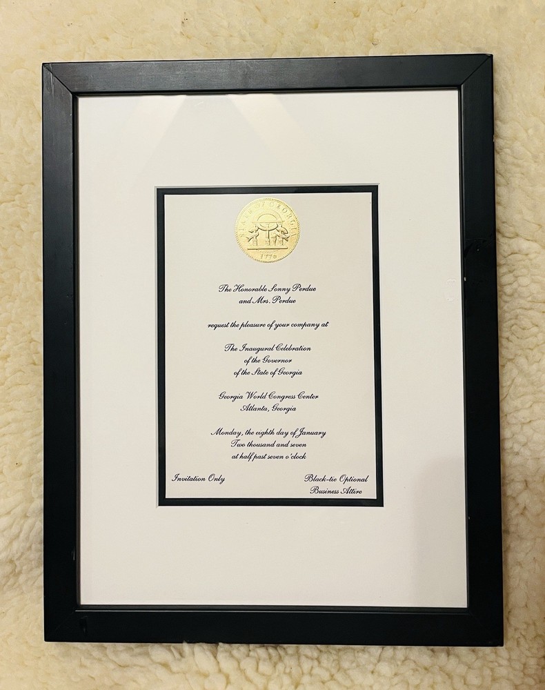 Governor of the State of Georgia 2007 Invitation, Black Framed, For Collectors
