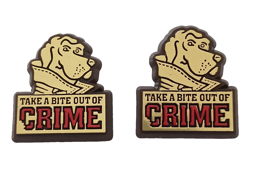 2 Vtg 2000s McGruff Dog Take A Bite Out Of Crime Lapel Pins NOS New