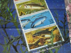 USPS FISH Stamp POSTER Cod Bass Catfish Blufin Tuna 1986 Postal paper 22 cent