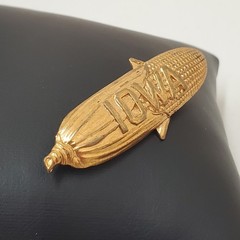Vintage IOWA Corn Brooch Souvenir Gold Tone 2″ Brooch Pin