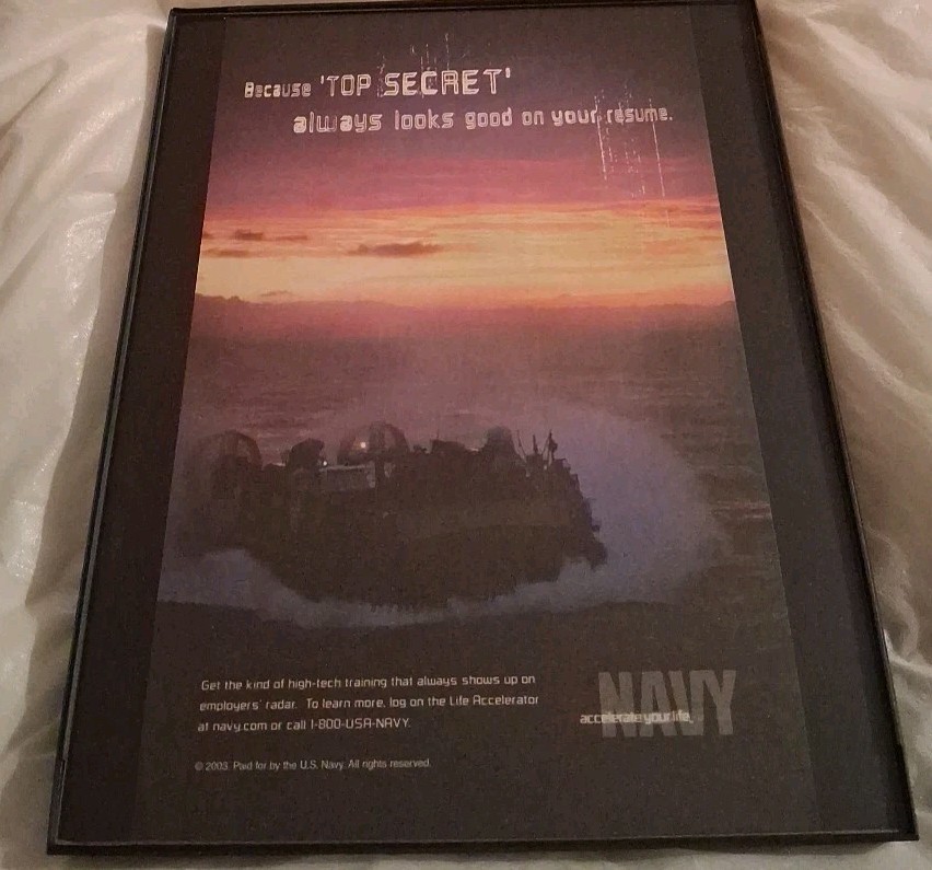 United States Navy Top Secret Framed Print Ad 2003 8×10