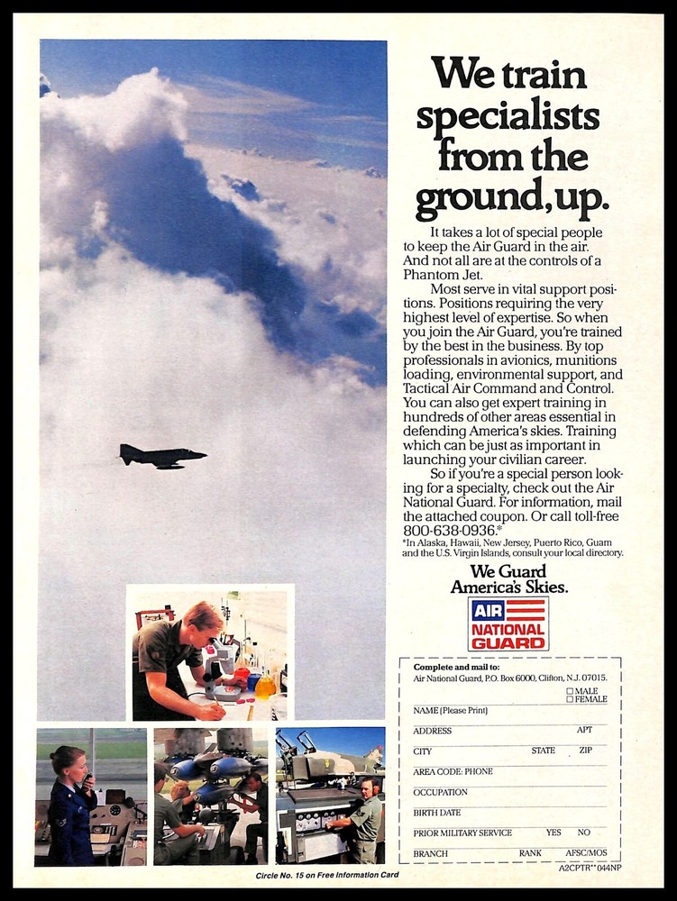 1984 Air National Guard PRINT AD Aviation Military Service Jobs