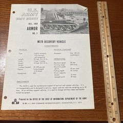 VTG 1969 U.S Army Fact Sheet Armor 3: M578 Recovery Vehicle – Military Tank