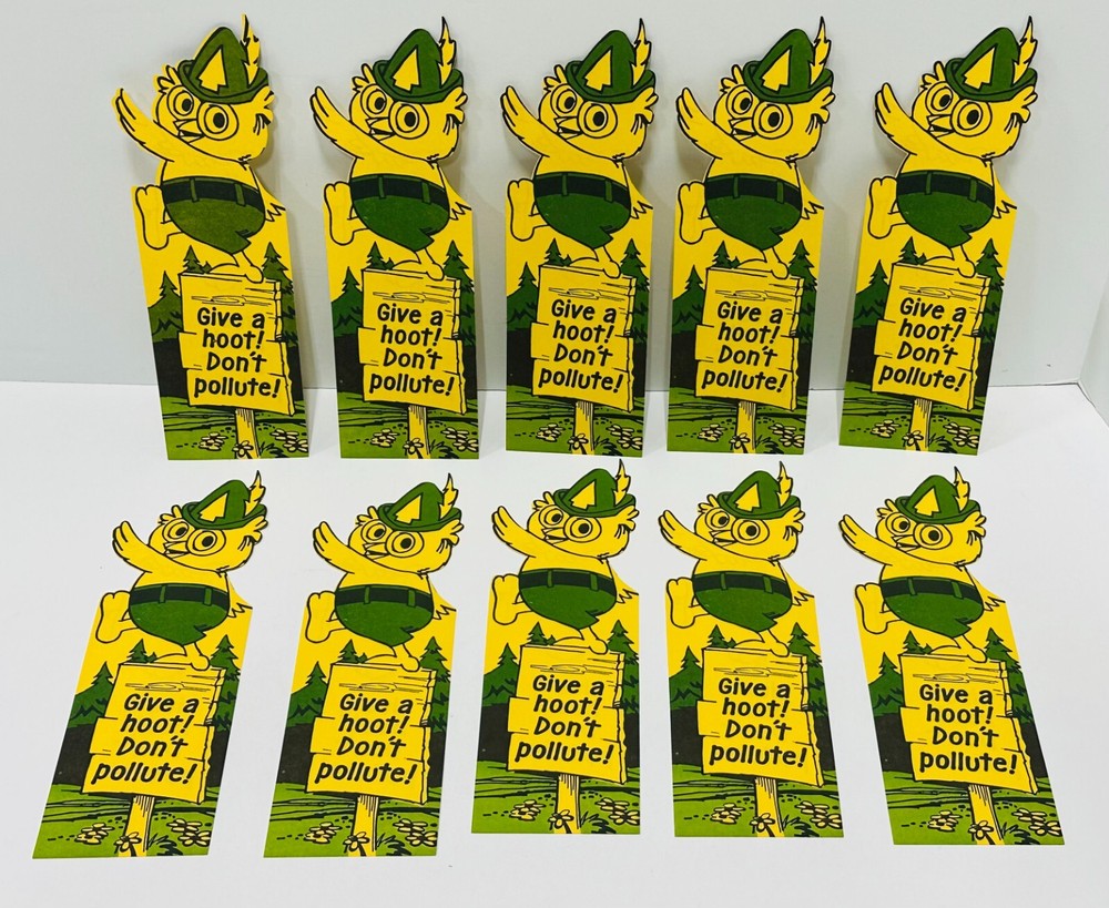 Vtg Woodsy The Owl Give A Hoot Don’t Pollute! Book markers lot of 10 collectible