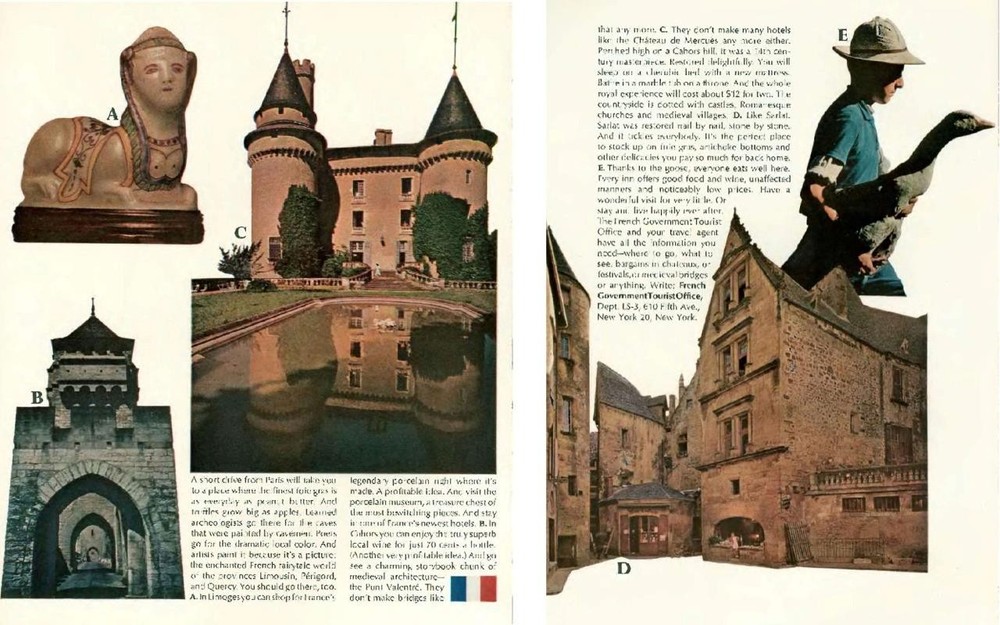 1964 French Government Tourist Perigord, Limousin and Quercy PRINT AD