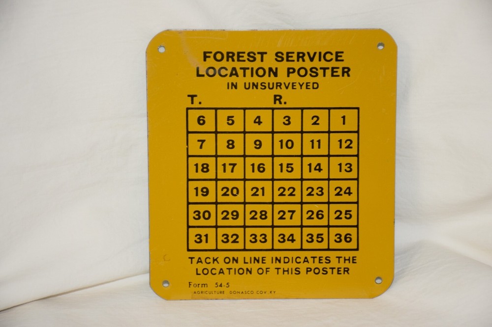 Vtg Forest Service Location Poster Metal Sign Form 54-5