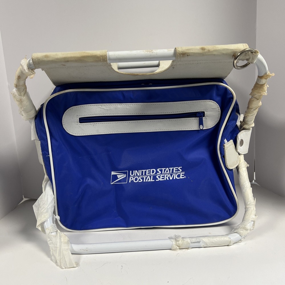 Vintage United States Postal Service Small Fold Up Carry Stool With Zip Up Bag