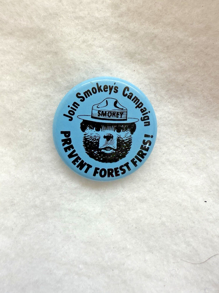 JOIN SMOKEY BEAR SMOKEYS CAMPAIGN PREVENT FOREST FIRES NPS Blue PIN BUTTON