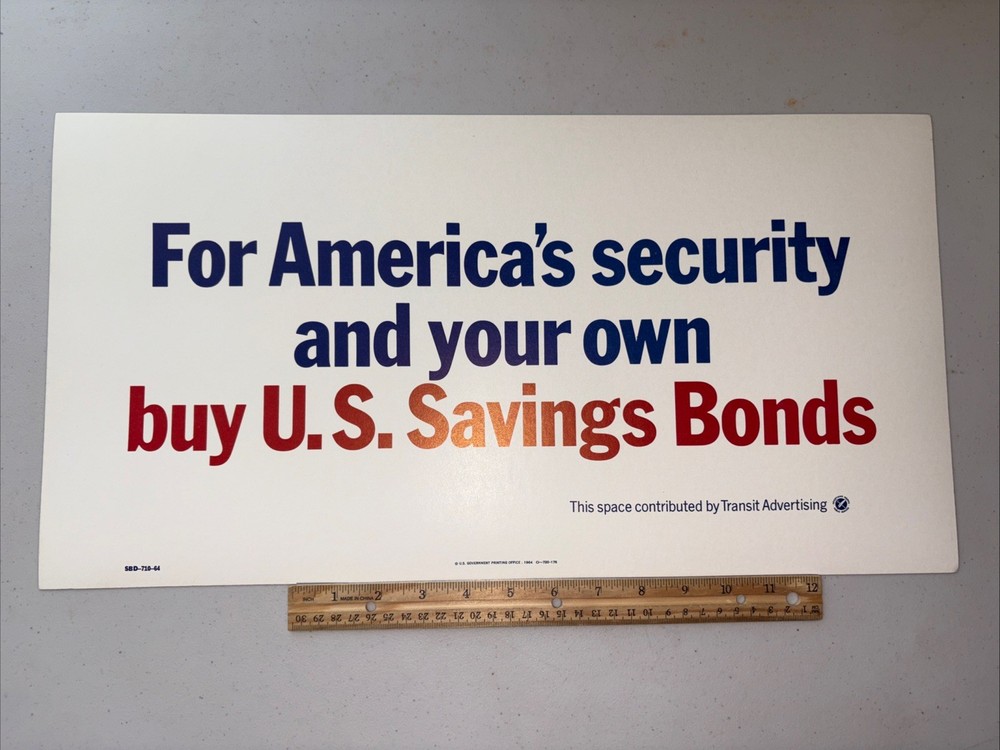 VTG 1964 For America’s Security Buy US Savings Bonds Transit Bus Treasury Poster