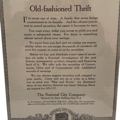 Vintage 1920 Old Fashioned Thrift National City Company NY As Advertisement