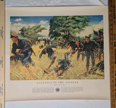 VINTAGE 1953 DEPT OF U.S. ARMY POSTER GATLINGS TO THE ASSAULT #21-46 VFW 1898