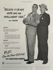 1940 US Savings Bonds Finest Gift Of All Crosby Hope Idea Santa VTG Print Ad