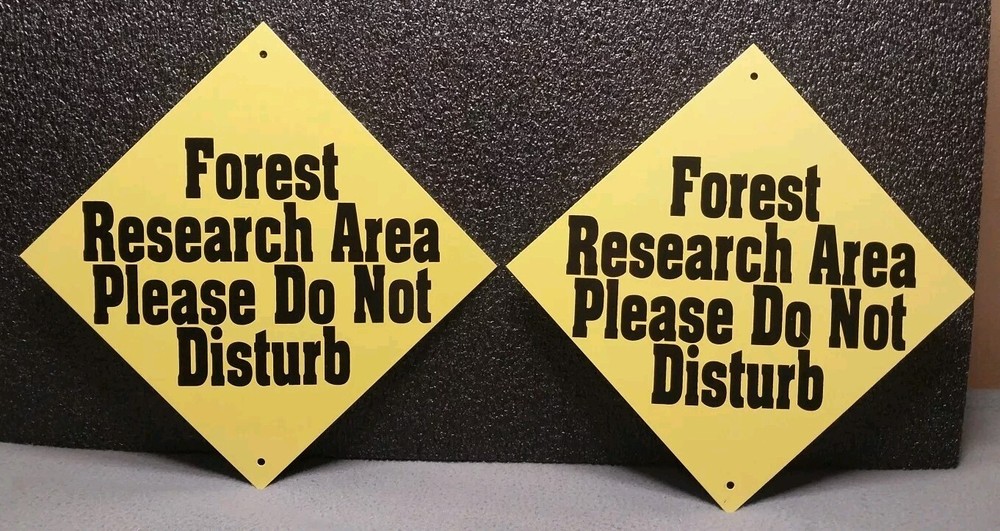 Lot Of 2 Forest Research Area Please Do Not Disturb Metal Sign Cabin Trail Camp